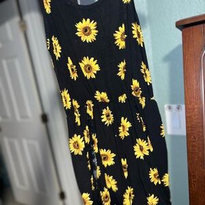 Black Dress with Sunflower Print